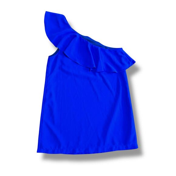 Sugar Lips Cobalt Blue One Shoulder Ruffle Mini Dress Size Large Party Cocktail - Picture 4 of 7